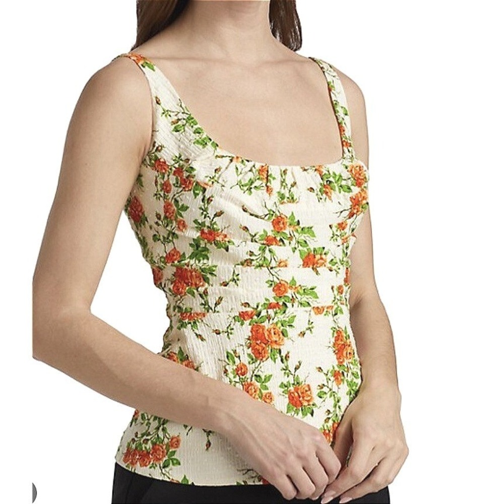 NWT Emilia Wickstead Orange Rose Floral Milkmaid Peplum US 8 Luxury Parisian